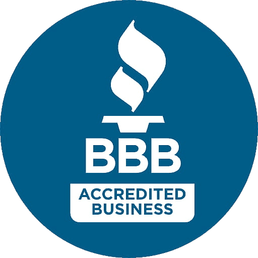 BBB Accredited Business logo with a torch symbol.